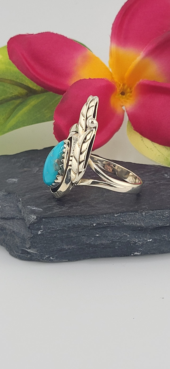 Turquoise and 925 Sterling Silver Ring Size 10