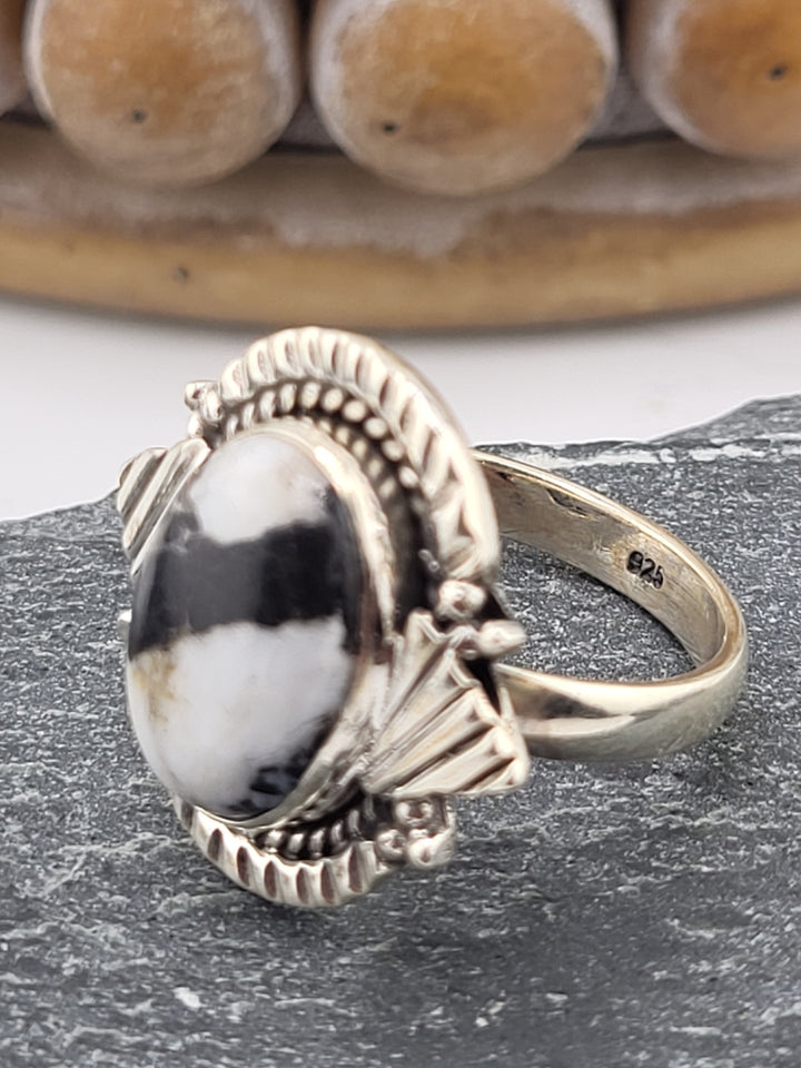 White Buffalo Oval Ring