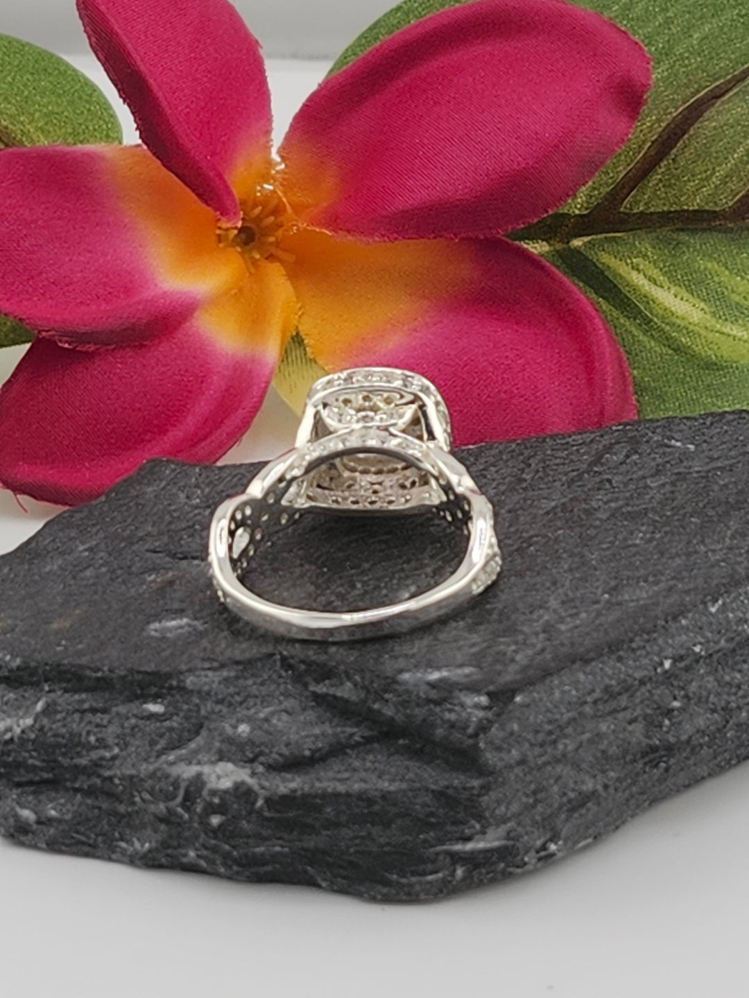 Morganite 925 Sterling Silver Ring w/ cz