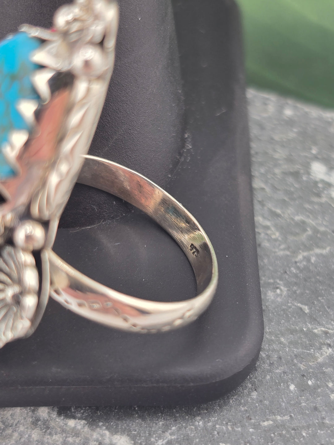 Double stone Kingman Turquoise sterling silver 925 ring size 7