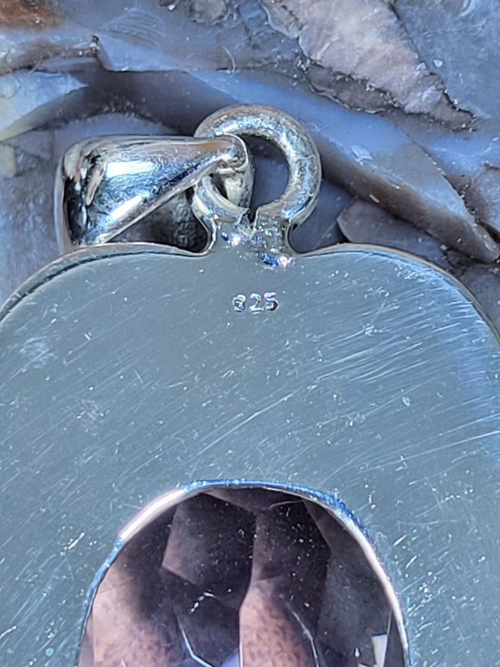 Natural Lavender Quartz 925 Sterling Silver Rose Cut Pendant - 1 1/2"