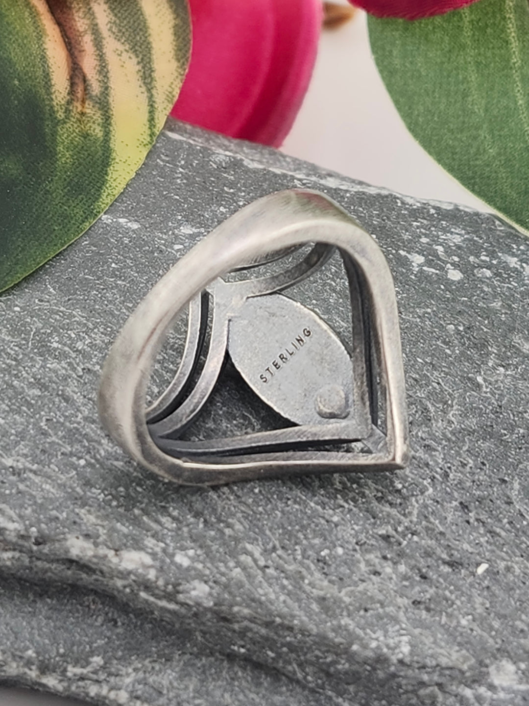 Oxidized Marquee Turquoise Ring Size 8