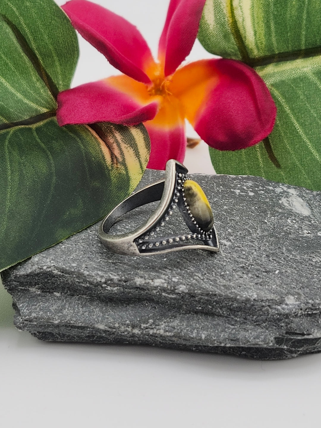 Oxidized Marquee Bumblebee Jasper Ring Size 9
