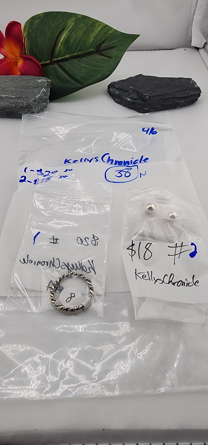 RESERVED FOR: KellysChronicle- 4/6/2025 tiktok Live Show -2 Sterling Silver Items