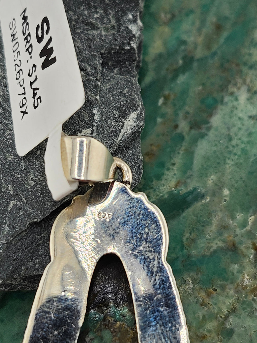 Southwest 925 Sterling Silver Midnight Turquoise Pendant