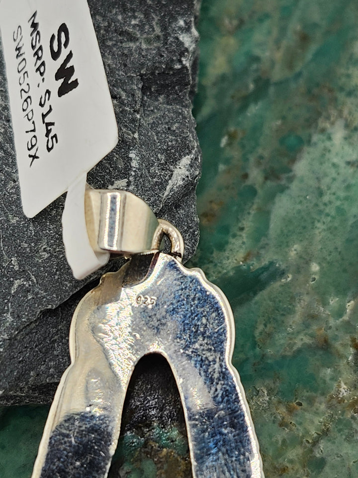 Southwest 925 Sterling Silver Midnight Turquoise Pendant