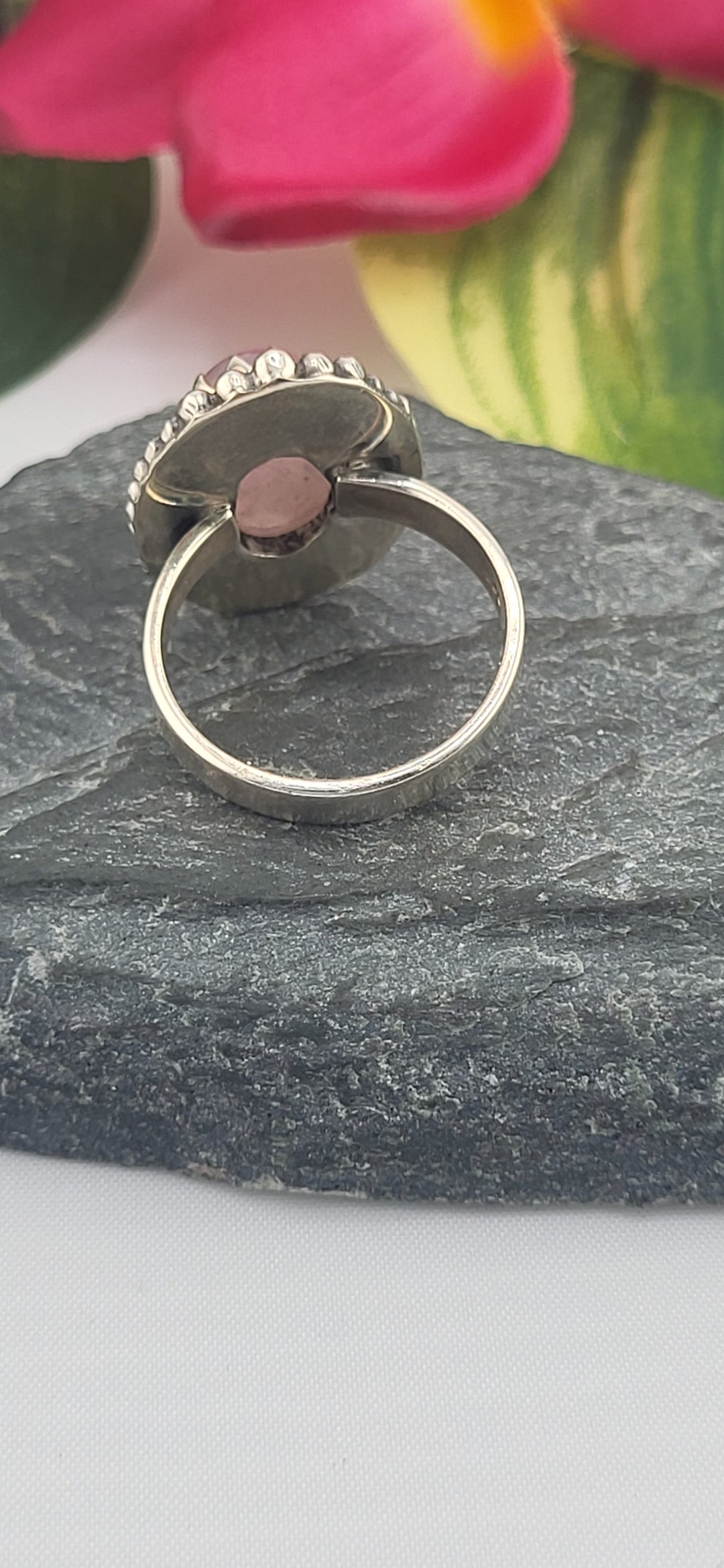 Morganite and 925 Sterling Silver Ring Size 6.5
