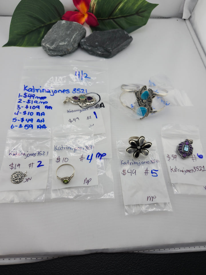 RESERVED FOR: katrinajones3521 - 4/2/2025 Tiktok Live Show - 6 Sterling Silver Items