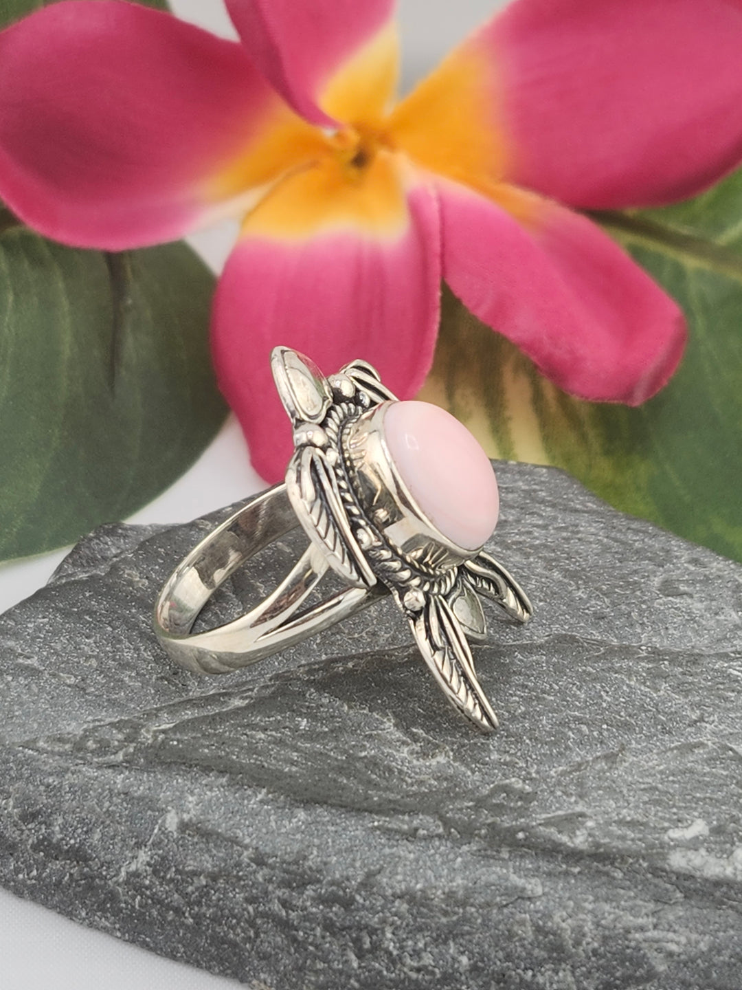 Queen Conch & 925 Sterling Silver Turtle Ring Size 6