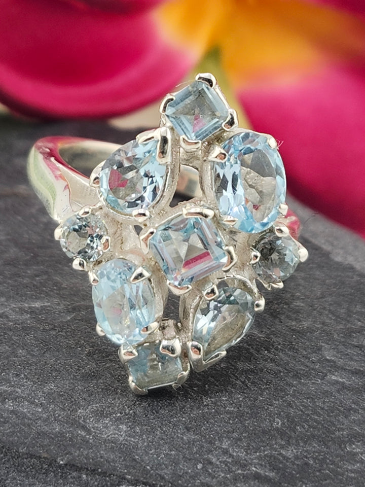 Cluster Topaz Ring Size 9.5