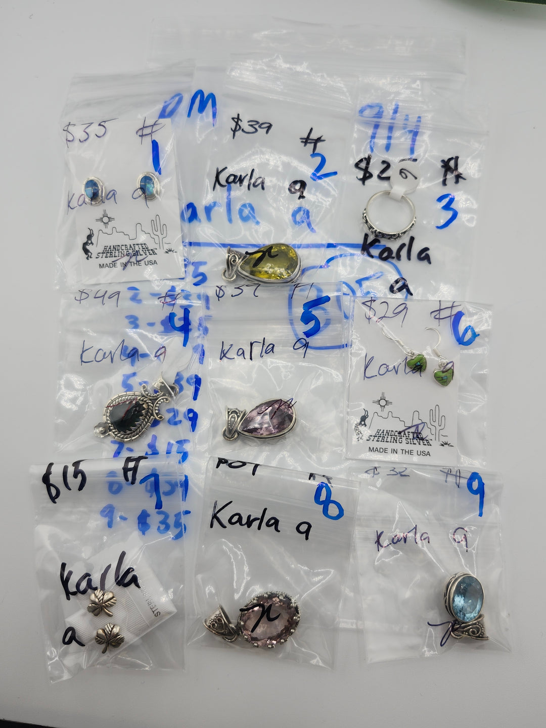 PM SHOW 48HR - RESERVED FOR: Karla a - 9/04/2025 FL tiktok Live Show - 9 Sterling Silver Items