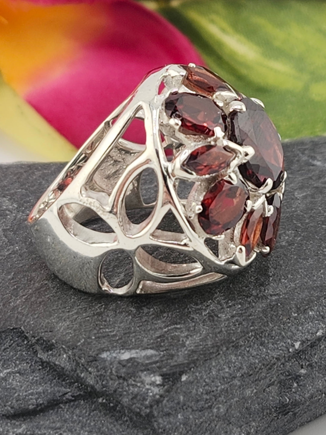 Cluster Garnet Ring Size 7