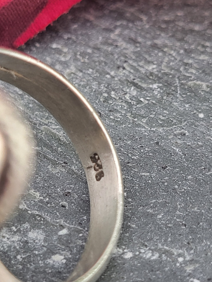 Moonstone & Onyx Flower Ring Size 6