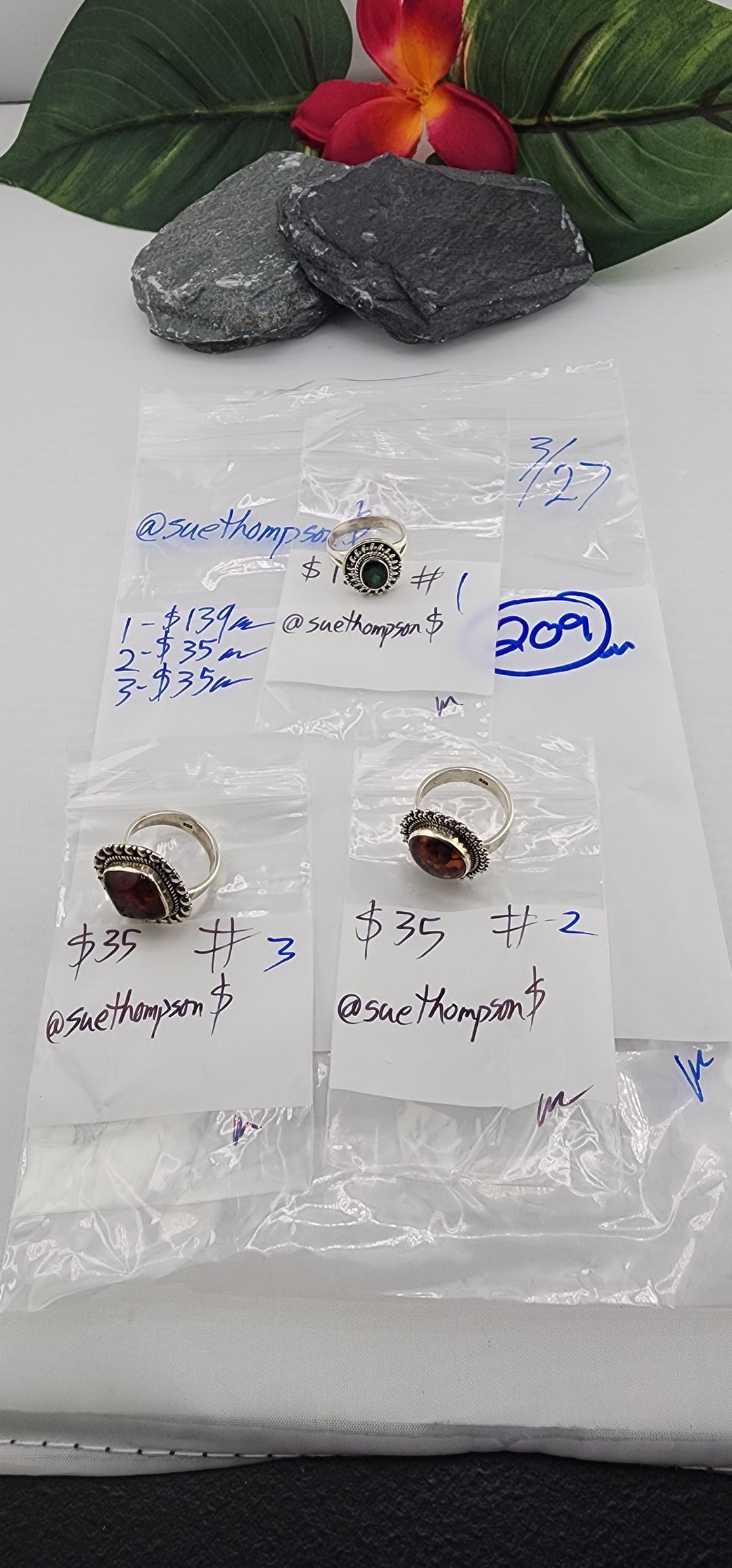 RESERVED FOR: @suethompson$ - 3/27/2025 tiktok Live Show -3 Sterling Silver Items