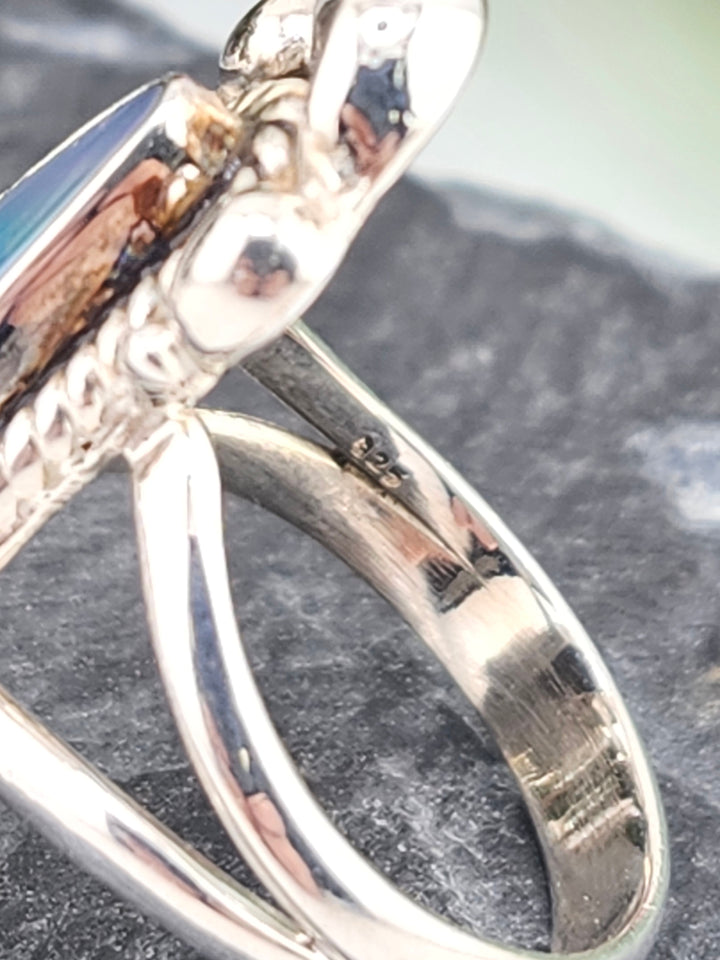 Australian Opal Doublet and 925 Sterling Silver Ring - Size 6