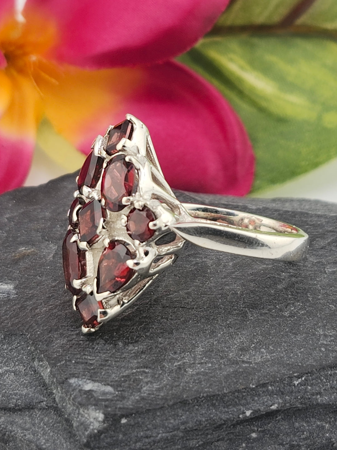 Cluster Garnet Ring Size 8