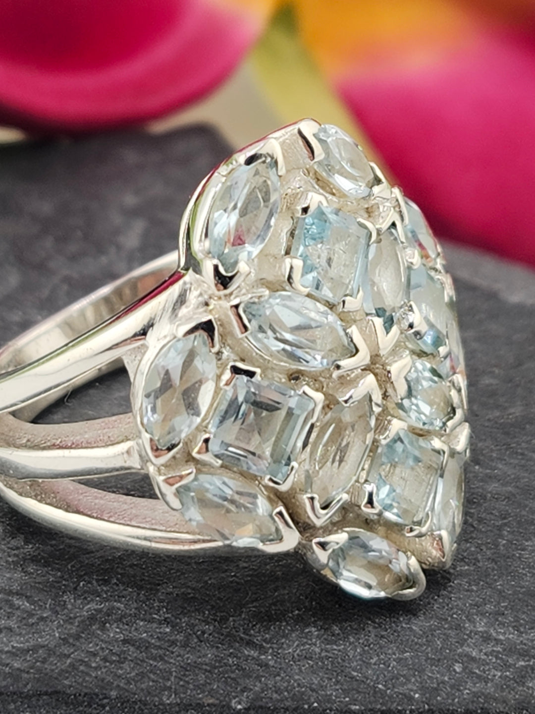 Cluster Topaz Ring Size 6