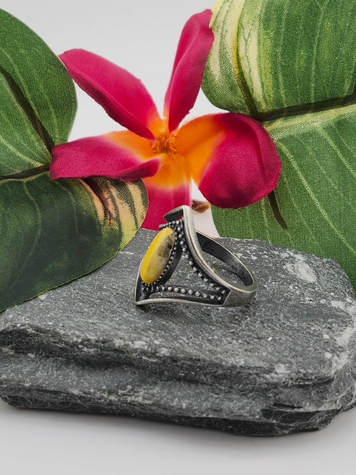 Oxidized Marquee Bumblebee Jasper Ring Size 9.25