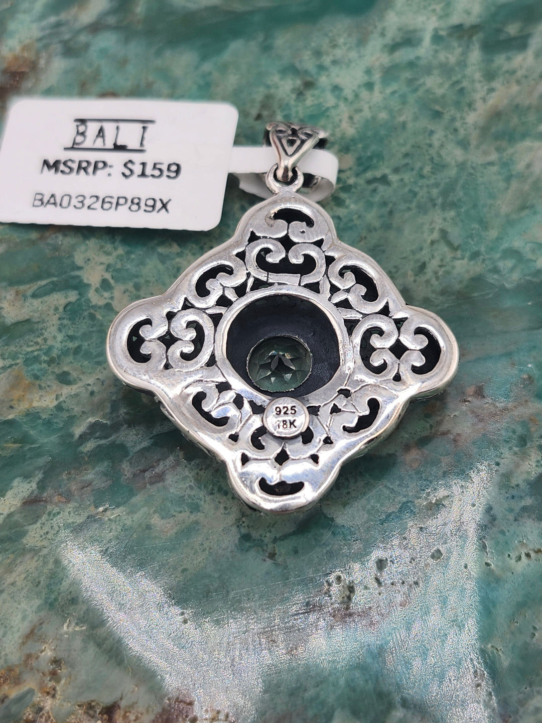 Bali 925 Sterling Silver/18K and Prasiolite Pendant