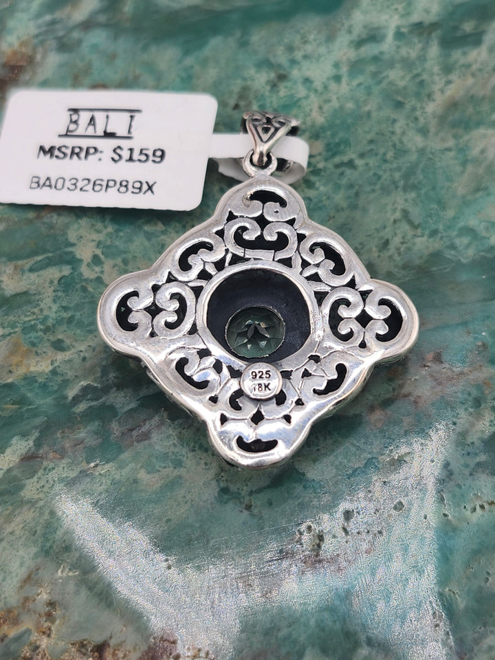 Bali 925 Sterling Silver/18K and Prasiolite Pendant