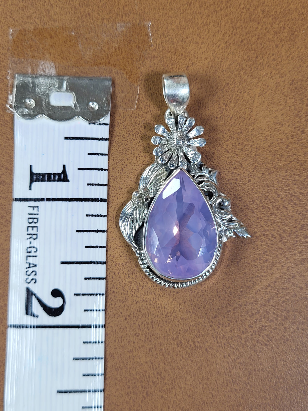 Natural Lavender Quartz 925 Sterling Silver Teardrop Pendant - 1 3/4"