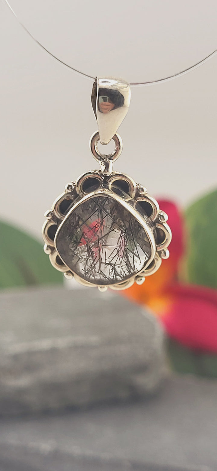 Rutilated Quartz sterling silver 925 pendant