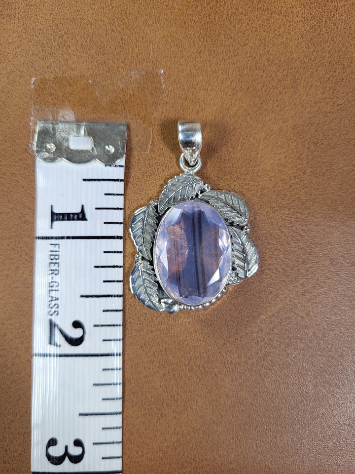 Natural Lavender Quartz 925 Sterling Silver Pendant - 1 1/2"