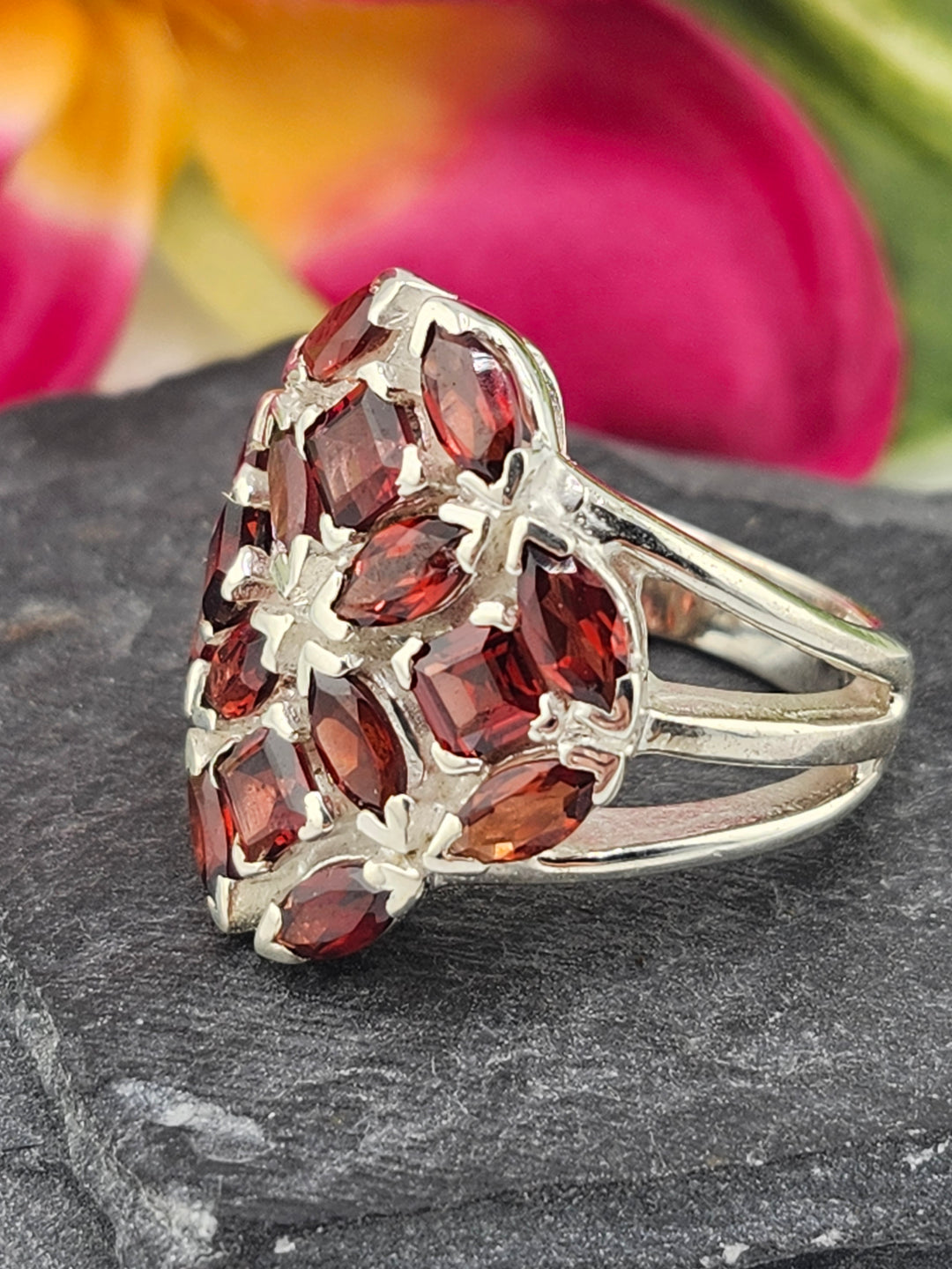 Cluster Garnet Ring Size 6.25