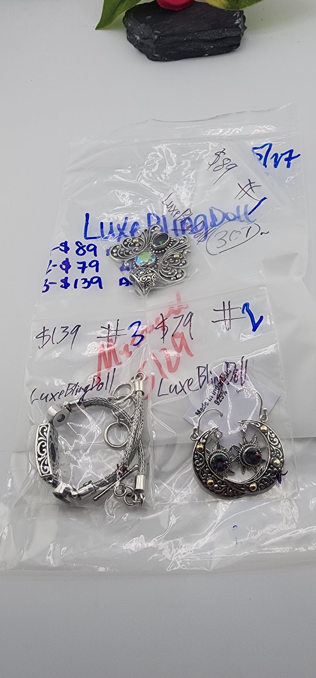 RESERVED FOR: LuxeBlingDoll- 5/17/2025 tiktok Live Show (48 hour) -3 Sterling Silver Items