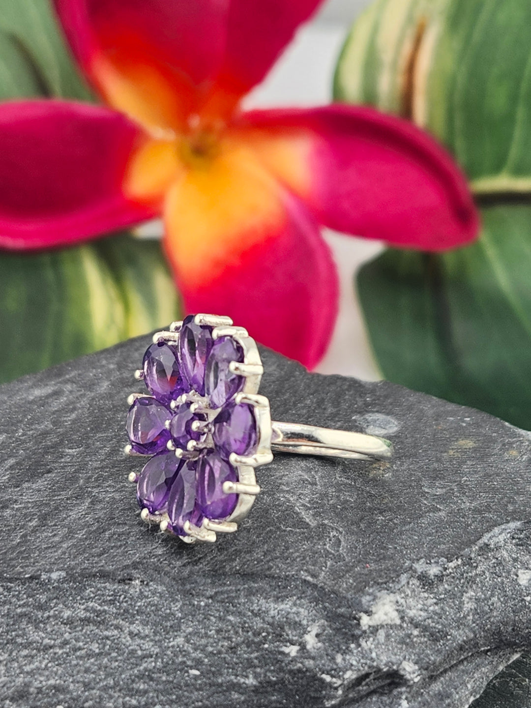 Amethyst Flower Ring Size 5