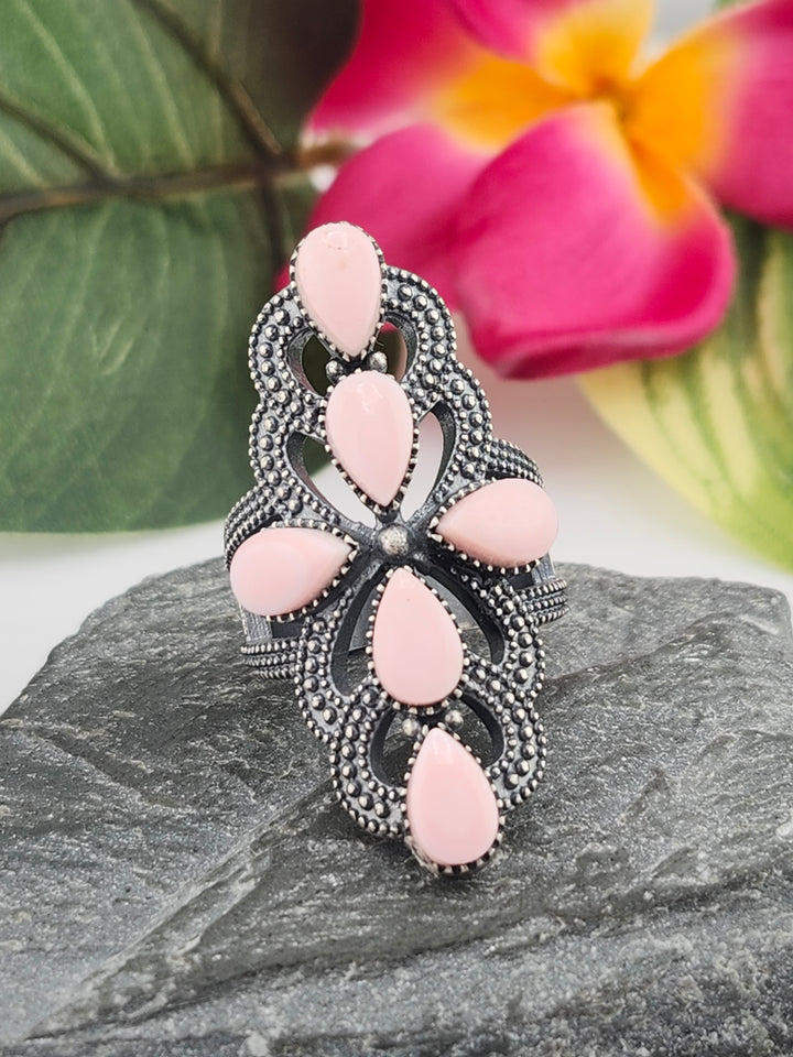 Queen Conch Shell and 925 Sterling Silver Ring - Size 7