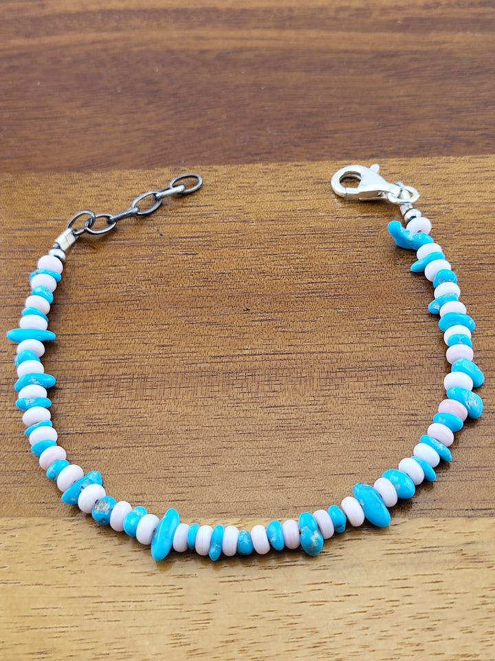 925 Sterling Silver 7 inch + 1 inch Extension Turquoise & Queen Bracelet