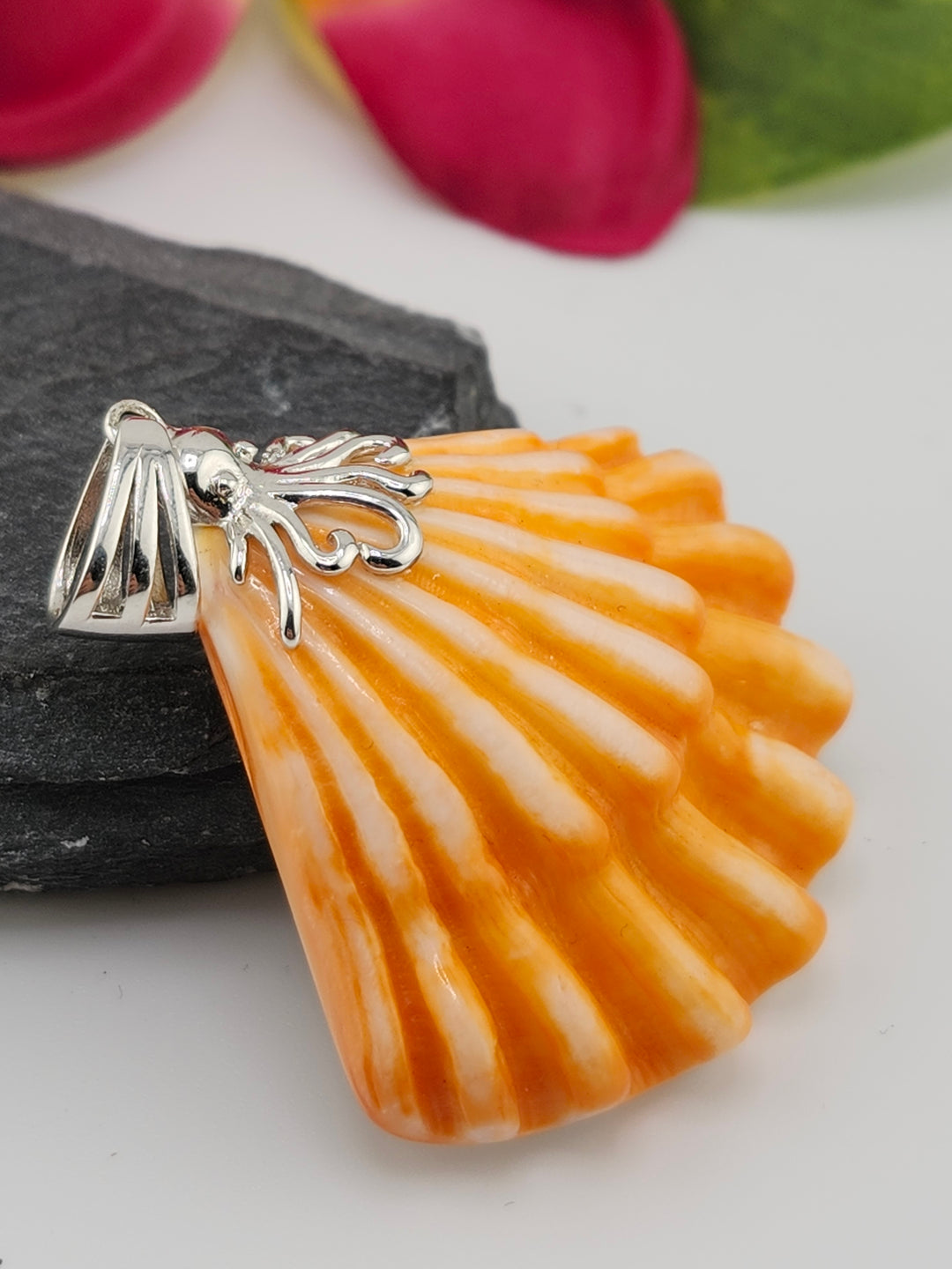 Carved Spiny Oyster Sea Shell Pendant