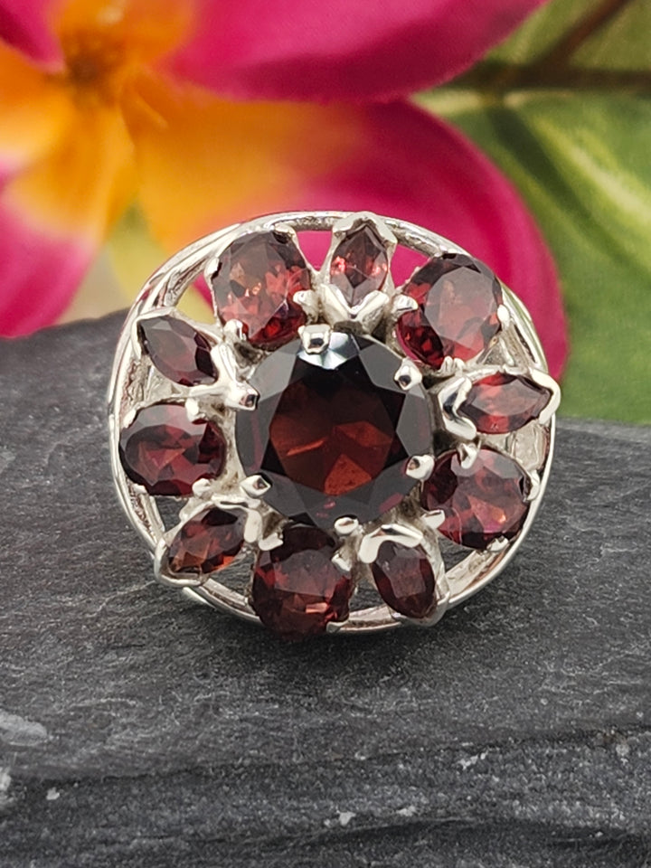 Cluster Garnet Ring Size 9