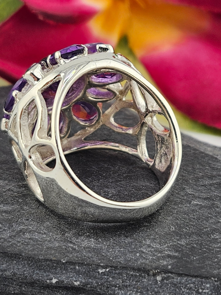 Cluster Amethyst Ring Size 8