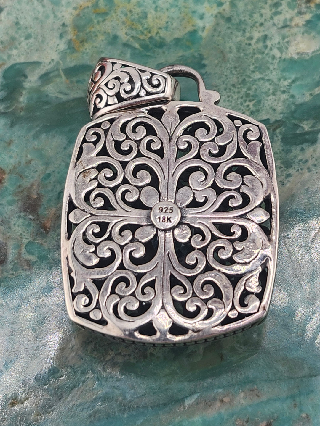 Bali 925 Sterling Silver/18K and Topaz Pendant