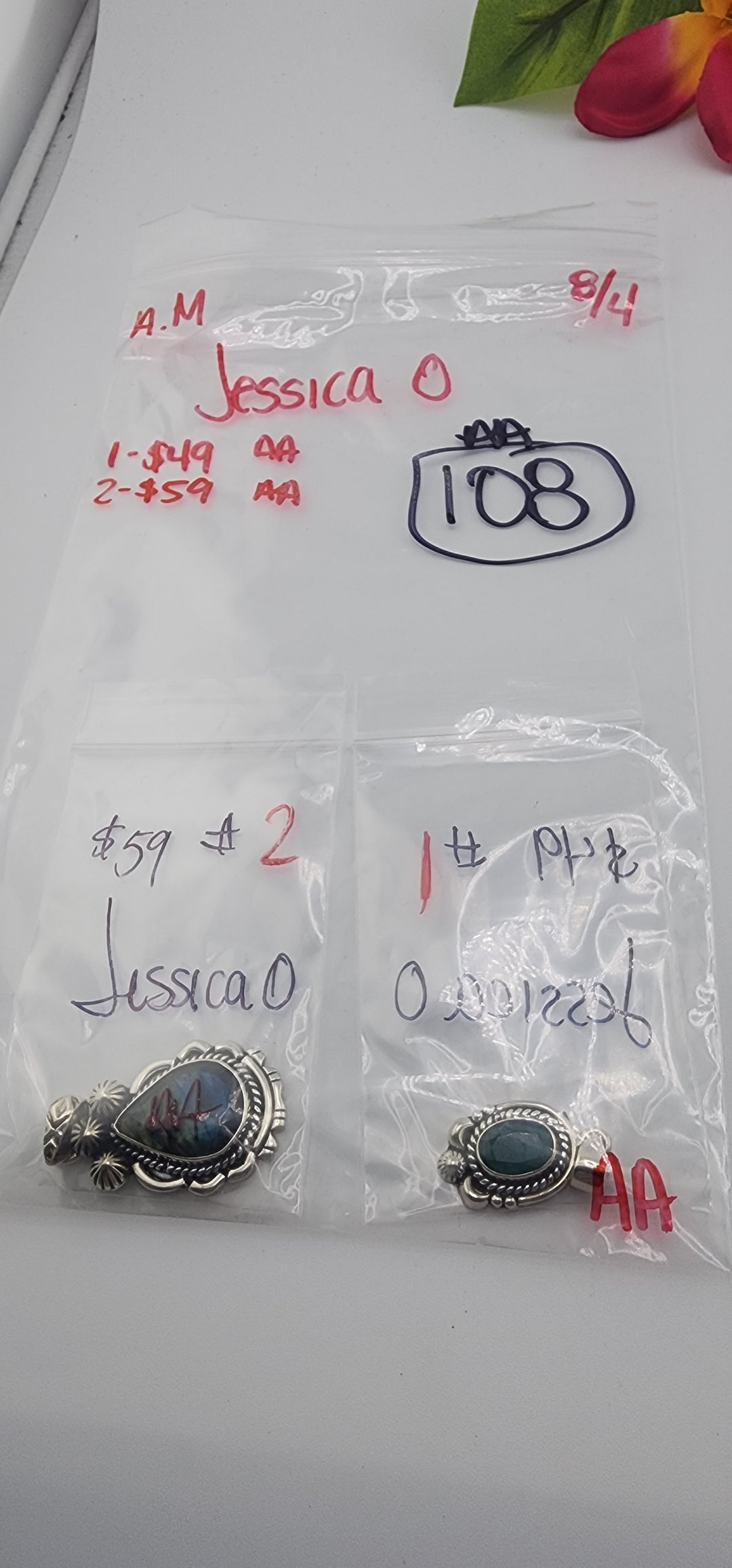 AM SHOW 48HR - RESERVED FOR: Jessica O - 8/4/2025 FL tiktok Live Show - 2 Sterling Silver Items