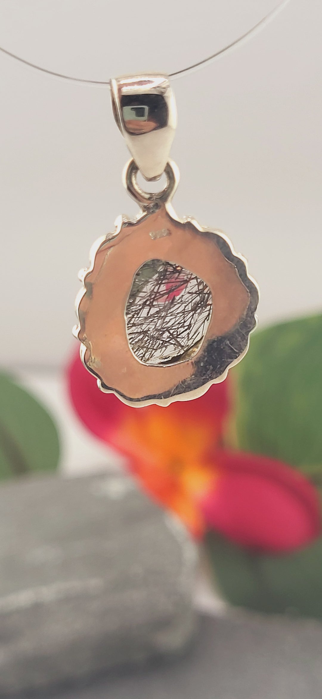 Rutilated Quartz sterling silver 925 pendant