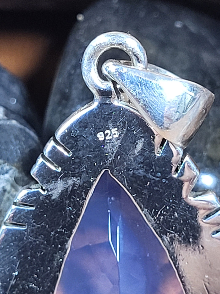 Natural Lavender Quartz 925 Sterling Silver Teardrop Pendant - 1 1/2"