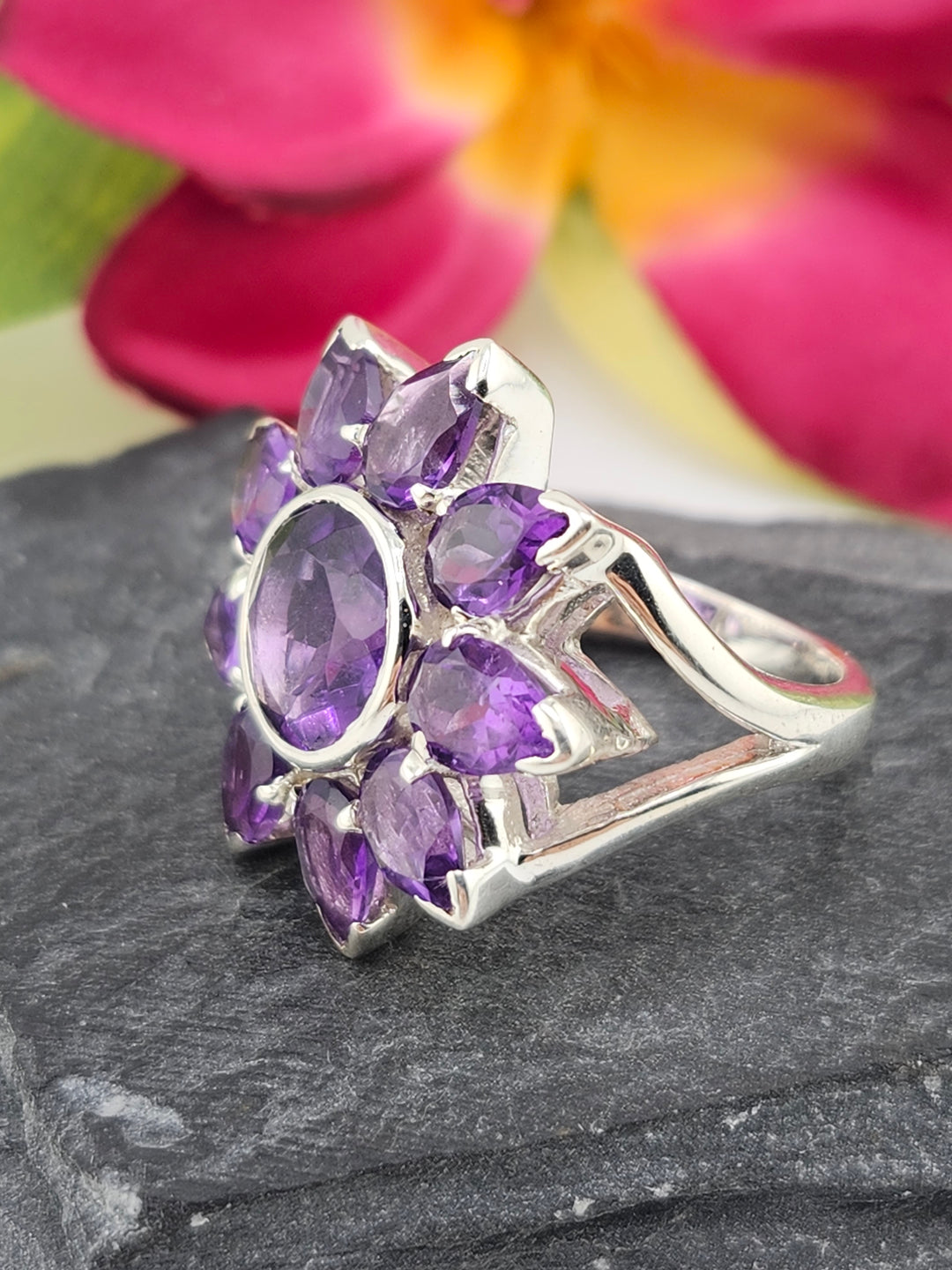 Cluster Amethyst Ring Size 8