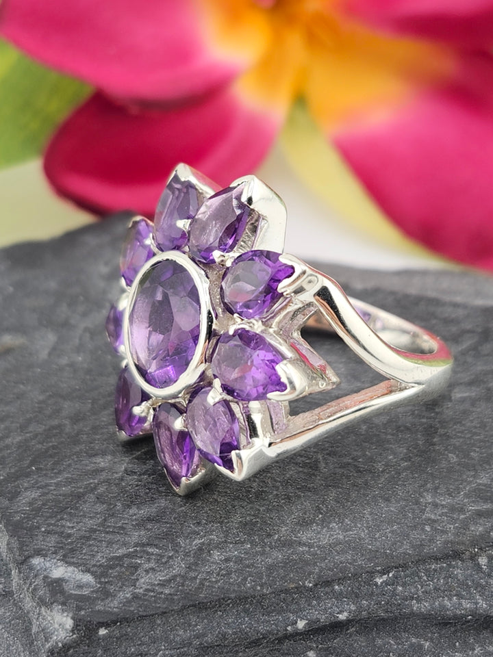 Cluster Amethyst Ring Size 8