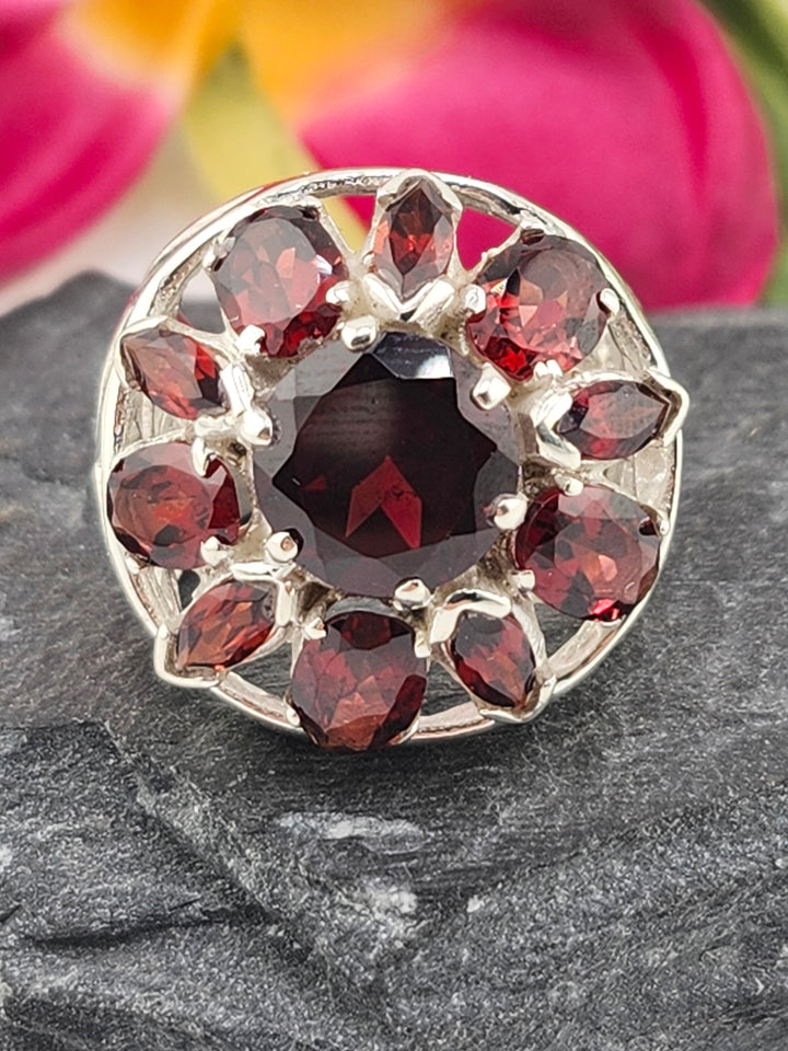 Cluster Garnet Ring Size 7