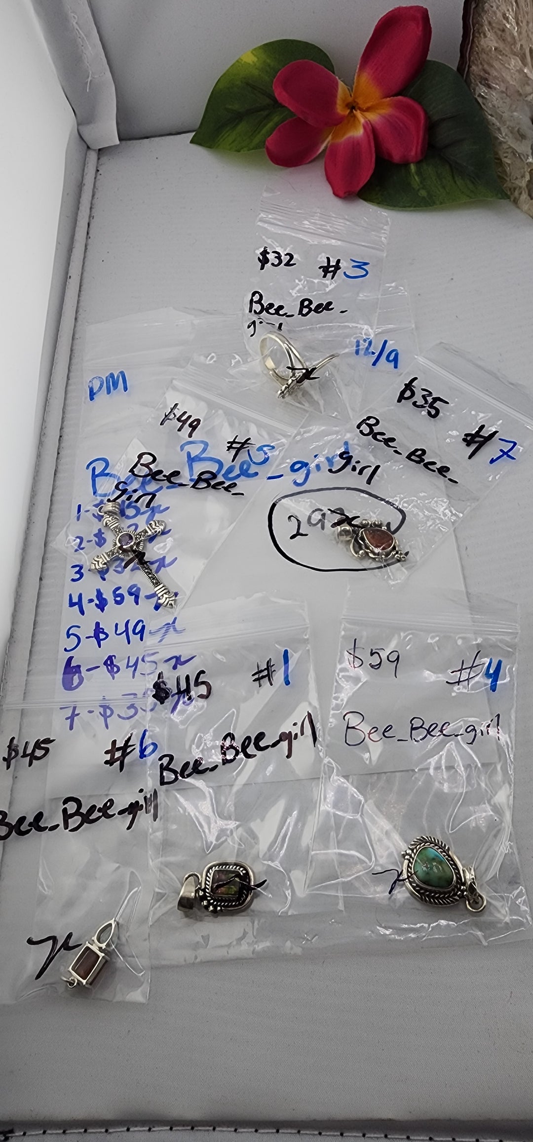 PM SHOW 48HR - RESERVED FOR: Bee_Bee_girl - 12/9/2025 tiktok Live Show - 6 Sterling Silver Items