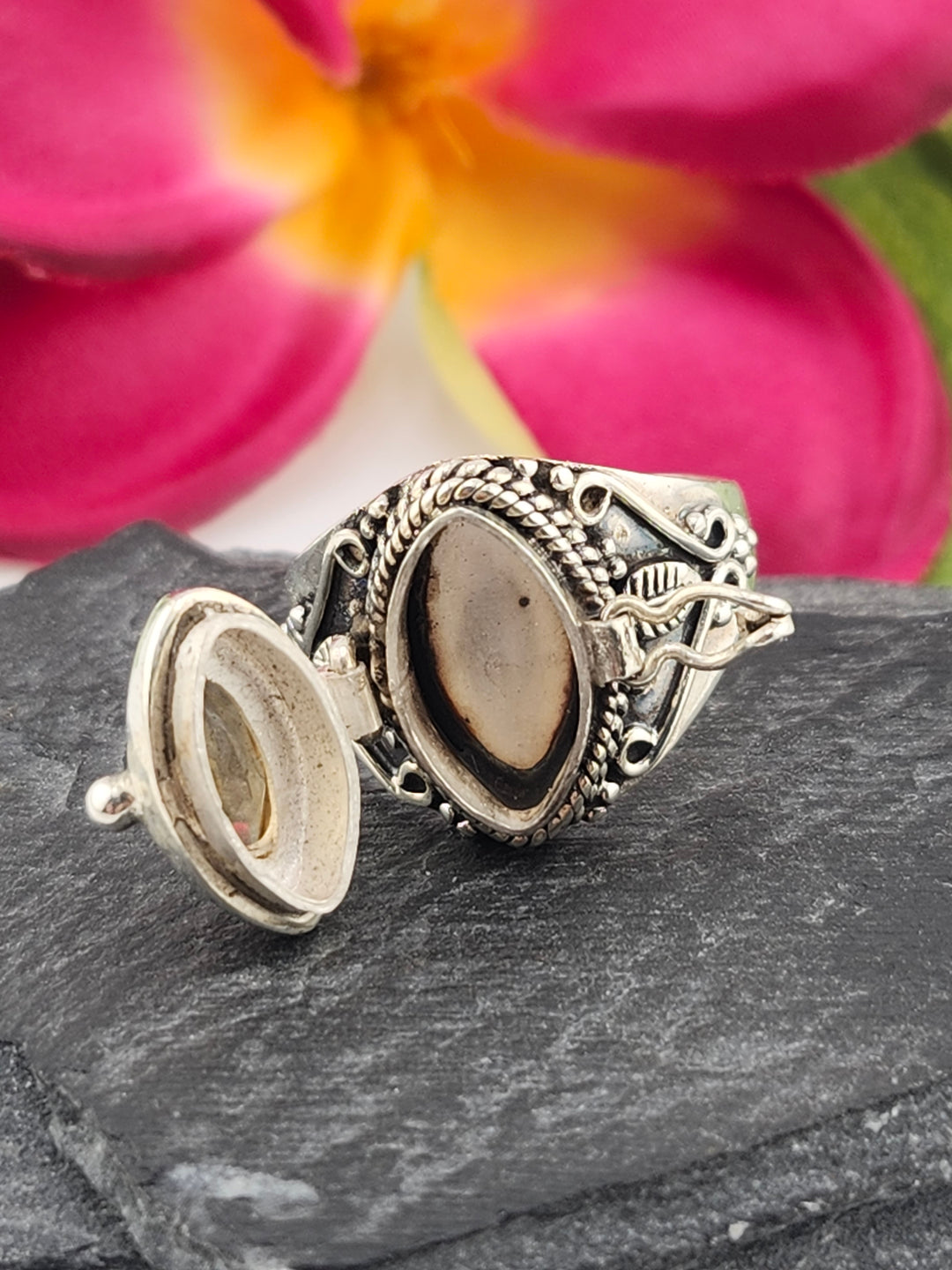 Citrine and 925 Sterling Silver Locket Ring - Size 9