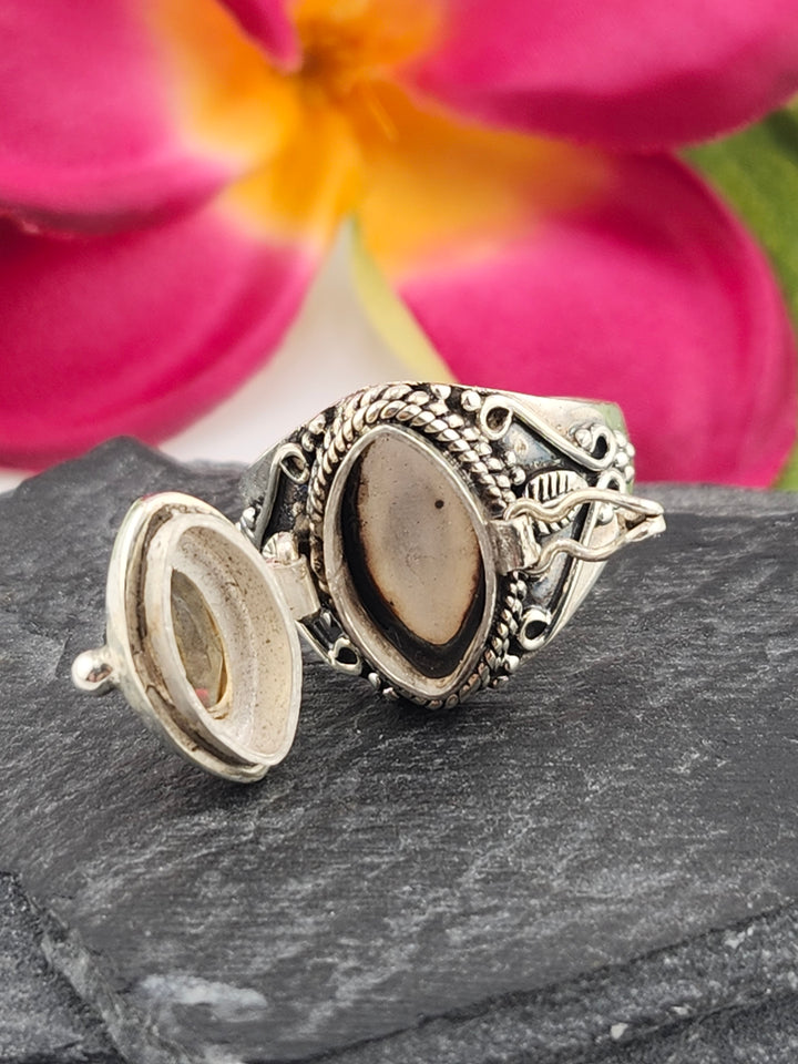 Citrine and 925 Sterling Silver Locket Ring - Size 9