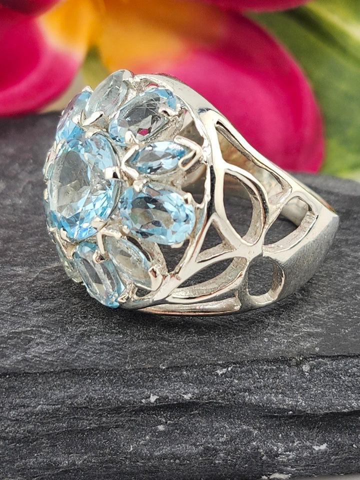 Cluster Topaz Ring Size 10