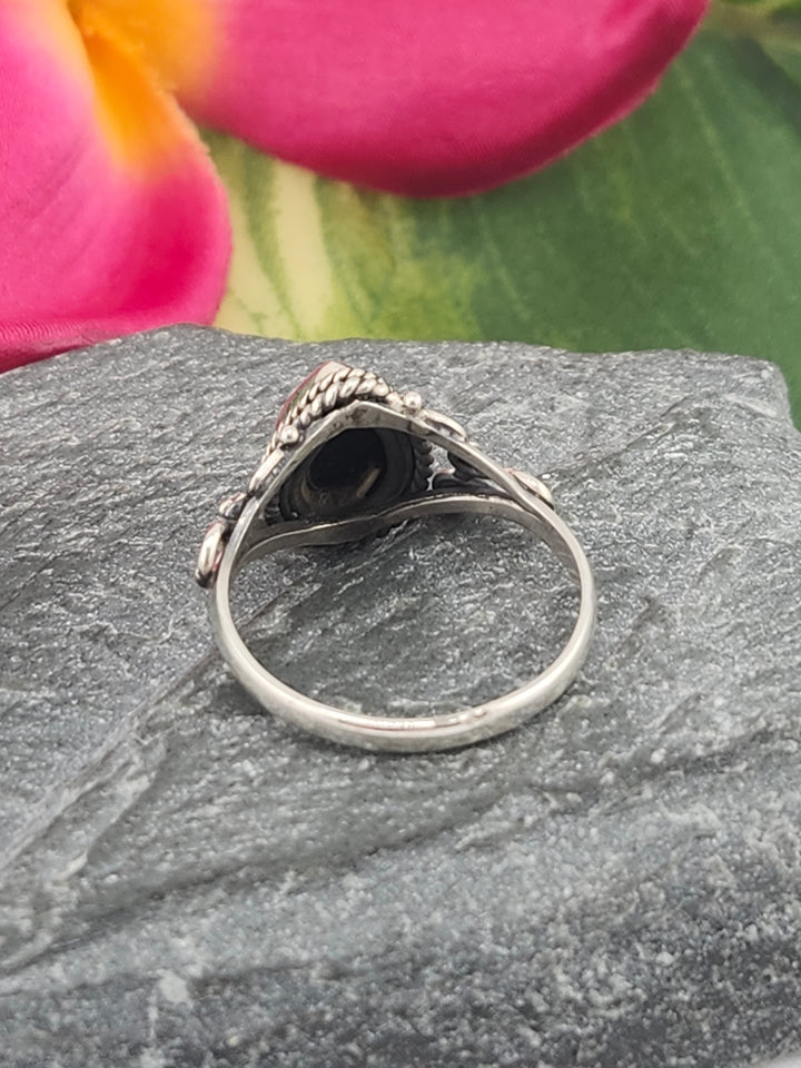 Black Onyx and 925 Sterling Silver Ring - Size 6.25