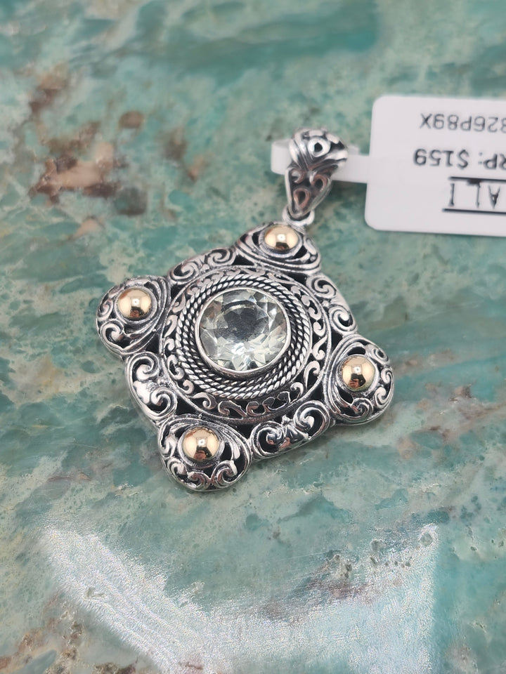 Bali 925 Sterling Silver/18K and Prasiolite Pendant