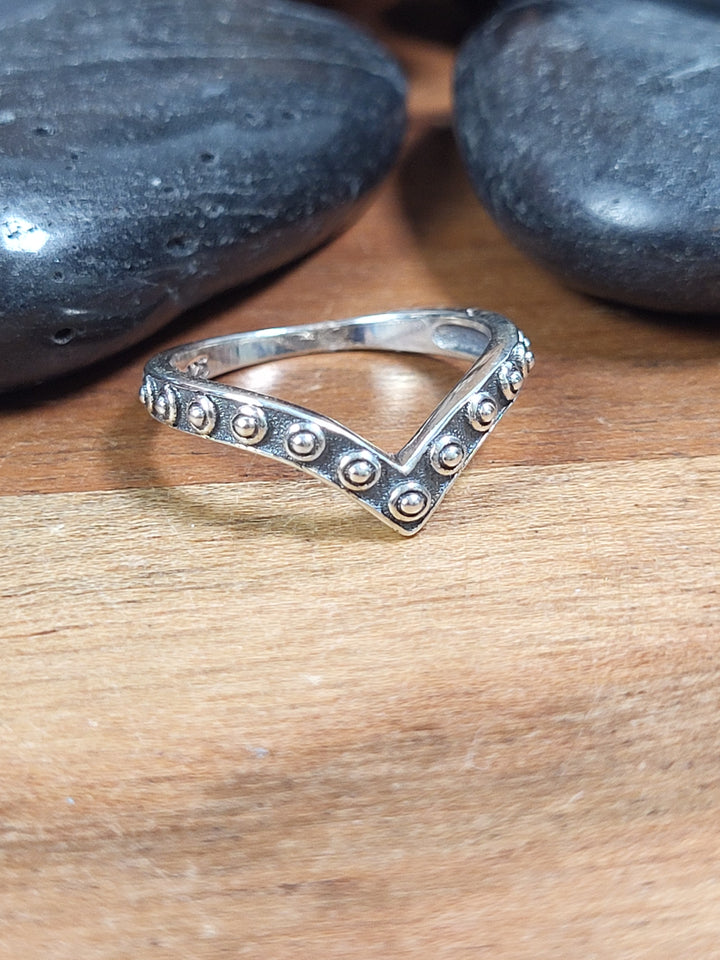 Chevron Ring 925 Sterling Silver Size 4 3/4
