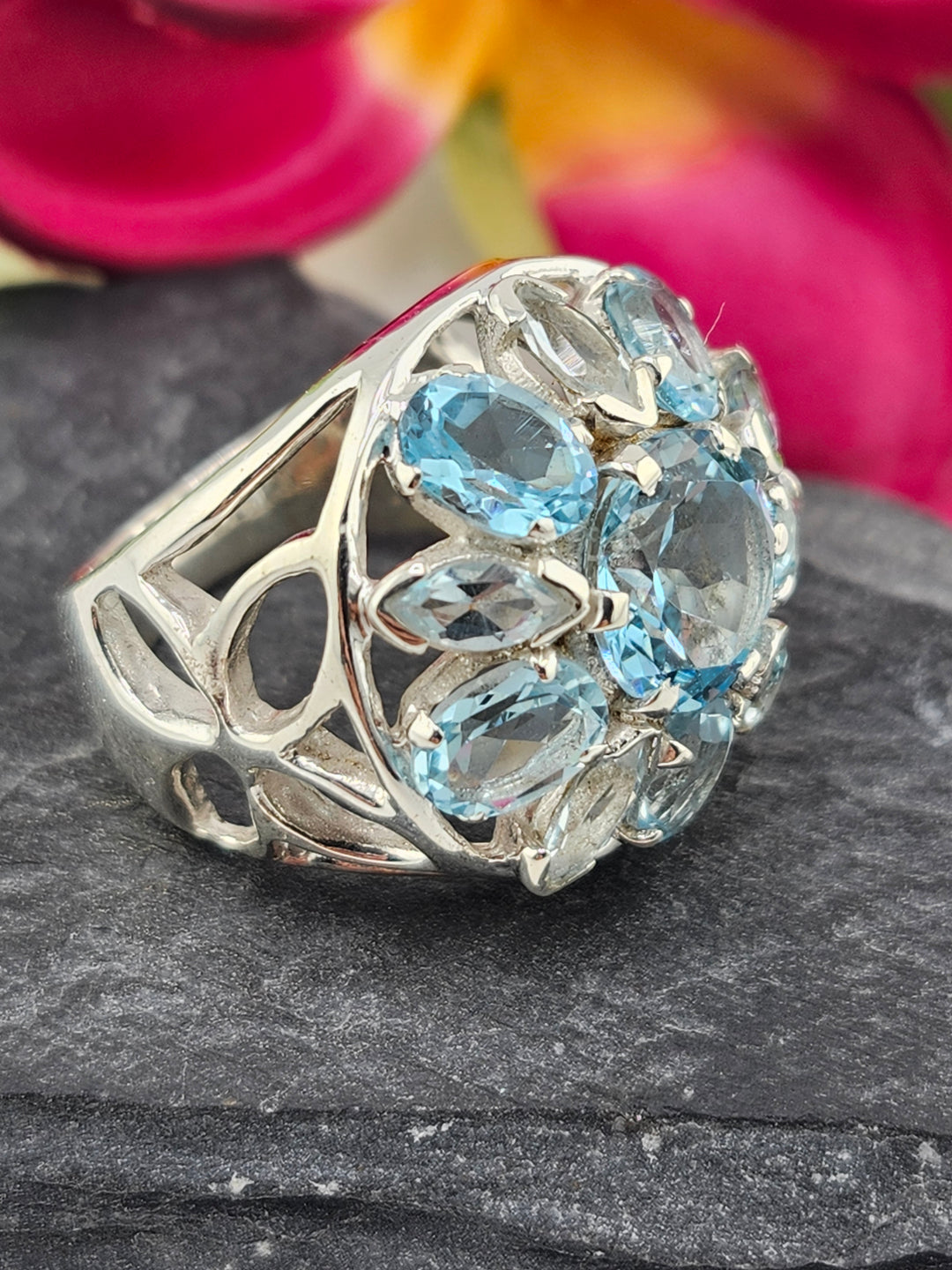 Cluster Topaz Ring Size 9